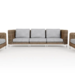 Wicker Outdoor Sofa with Armchairs - 5 Seat