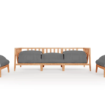 Teak Outdoor Sofa with Armless Chairs - 5 Seat