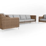 Wicker Outdoor Sofa with Armchairs - 6 Seat