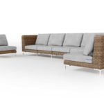 Wicker Outdoor Sofa with Armless Chairs - 6 Seat