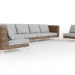 Wicker Outdoor Sofa with Armless Chairs - 6 Seat