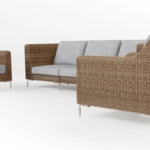 Wicker Outdoor Sofa with Armchairs - 5 Seat