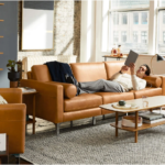 Arch Nomad Leather Loveseat with Ottoman