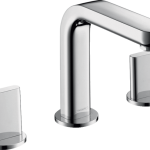 Metris S Widespread Faucet 100 with Full Handles and Pop-Up Drain, 1.2 GPM