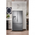 28 cu. ft. 3-Door French Door, Full Depth Refrigerator with Food Showcase in Black Stainless Steel