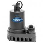 Superior Pump Thermoplastic Utility Pump | Side Discharge | 1800 GPH 1/4 HP 25-Foot Cord | 91270