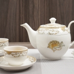 Set of 14 pieces Minh Chau porcelain teapot with golden horse MC-BAT01