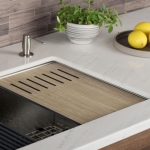 Workstation Kitchen Sink Wood Grain Composite Cutting Board