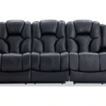 Panther Black Leather Dual Power Reclining Sofa