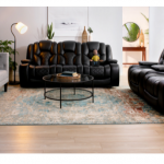 Panther Black Leather Dual Power Reclining Sofa