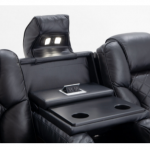 Panther Black Leather Dual Power Reclining Sofa