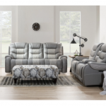 Walker Leather Gray Power Reclining Sofa