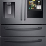 Samsung - Family Hub 27.7 Cu. Ft. 4-Door French Door Fingerprint Resistant Refrigerator - Black stainless steel