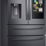 Samsung - Family Hub 27.7 Cu. Ft. 4-Door French Door Fingerprint Resistant Refrigerator - Black stainless steel