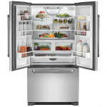 JennAir - RISE 21.9 Cu. Ft. French Door Counter-Depth Refrigerator with Gourmet Bay drawer and TriSensor Climate Control - Stainless steel