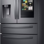 Samsung - Family Hub 22.2 Cu. Ft. 4-Door French Door Counter-Depth Fingerprint Resistant Refrigerator - Black stainless steel