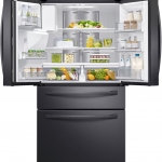 Samsung - Family Hub 27.7 Cu. Ft. 4-Door French Door Fingerprint Resistant Refrigerator - Black stainless steel