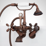 Tub Wall-Mount Telephone Faucet & Hand Shower - Cross Handle