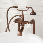 Freestanding Telephone Tub Faucet & Supplies - Porcelain Cross Handles