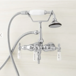 Woodrow Wall-Mount Tub Faucet with Hand Shower and Wall Couplers