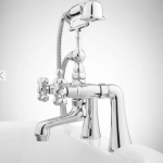 Barlow Deck Mount Tub Faucet and Hand Shower with Metal Cross Handles