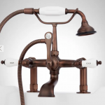 Deck-Mount Telephone Faucet - Porcelain Lever Handles and Deck Couplers