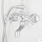 Barlow Wall Mount Tub Faucet and Hand Shower with Metal Cross Handles