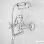 Barlow Wall Mount Tub Faucet and Hand Shower with Metal Cross Handles