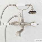 Wall-Mount Telephone Faucet & Hand Shower - Porcelain Lever Handles