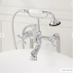 Freestanding Telephone Tub Faucet & Supplies - Cross Handles