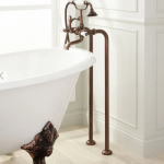 Freestanding Telephone Tub Faucet & Supplies - Porcelain Lever Handles