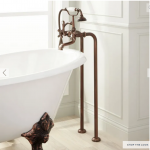 Freestanding Telephone Tub Faucet & Supplies - Cross Handles