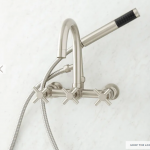 Sebastian Wall-Mount Tub Faucet with Cross Handles and Wall Couplers