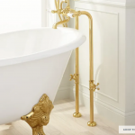 Freestanding Telephone Tub Faucet, Supplies and Valves - Porcelain Lever Handles