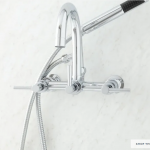Sebastian Wall-Mount Tub Faucet with Lever Handles and Wall Couplers 