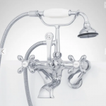 Tub Wall-Mount Telephone Faucet & Hand Shower - Cross Handle