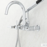 Sebastian Wall-Mount Tub Faucet with Lever Handles and Wall Couplers 