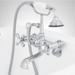 Tub Wall-Mount Telephone Faucet & Hand Shower - Cross Handle