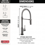 Delta  Trinsic Pro Touch2O Black Stainless Single Handle Pull-down Touch Kitchen Faucet with Sprayer Function
