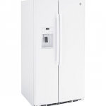 GE - 25.3 Cu. Ft. Side-by-Side Refrigerator with External Ice & Water Dispenser - High gloss white