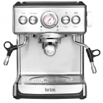 Brim - Espresso Maker with 19 bars of pressure, Milk Frother and Removable water tank - Silver