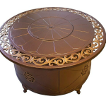 AZ Patio Heaters - Outdoor Aluminum Propane Fire Pit with Scroll Design - Hammered Bronze