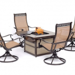 Hanover - Monaco 5-Piece Fire Pit Chat Set with Gas Fire Pit Coffee Table - Tan Sling/Tile