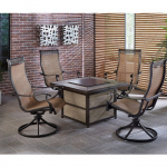 Hanover - Monaco 5-Piece Fire Pit Chat Set with Gas Fire Pit Coffee Table - Tan Sling/Tile