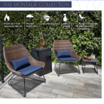 Mod Furniture - Montauk 4-Piece Woven Chat Set featuring a 40,000 BTU Column Fire Pit - Navy