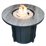 AZ Patio Heaters - Faux Wood Tile Top Fire Pit - Black