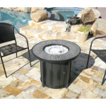 AZ Patio Heaters - Faux Wood Tile Top Fire Pit - Black