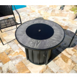 AZ Patio Heaters - Faux Wood Tile Top Fire Pit - Black