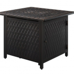 Fire Sense - Cartney Square Aluminum LPG Fire Pit - Antique Bronze