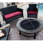 AZ Patio Heaters - Round Wood Burning Fire Pit with Slate Table - Black, Multi